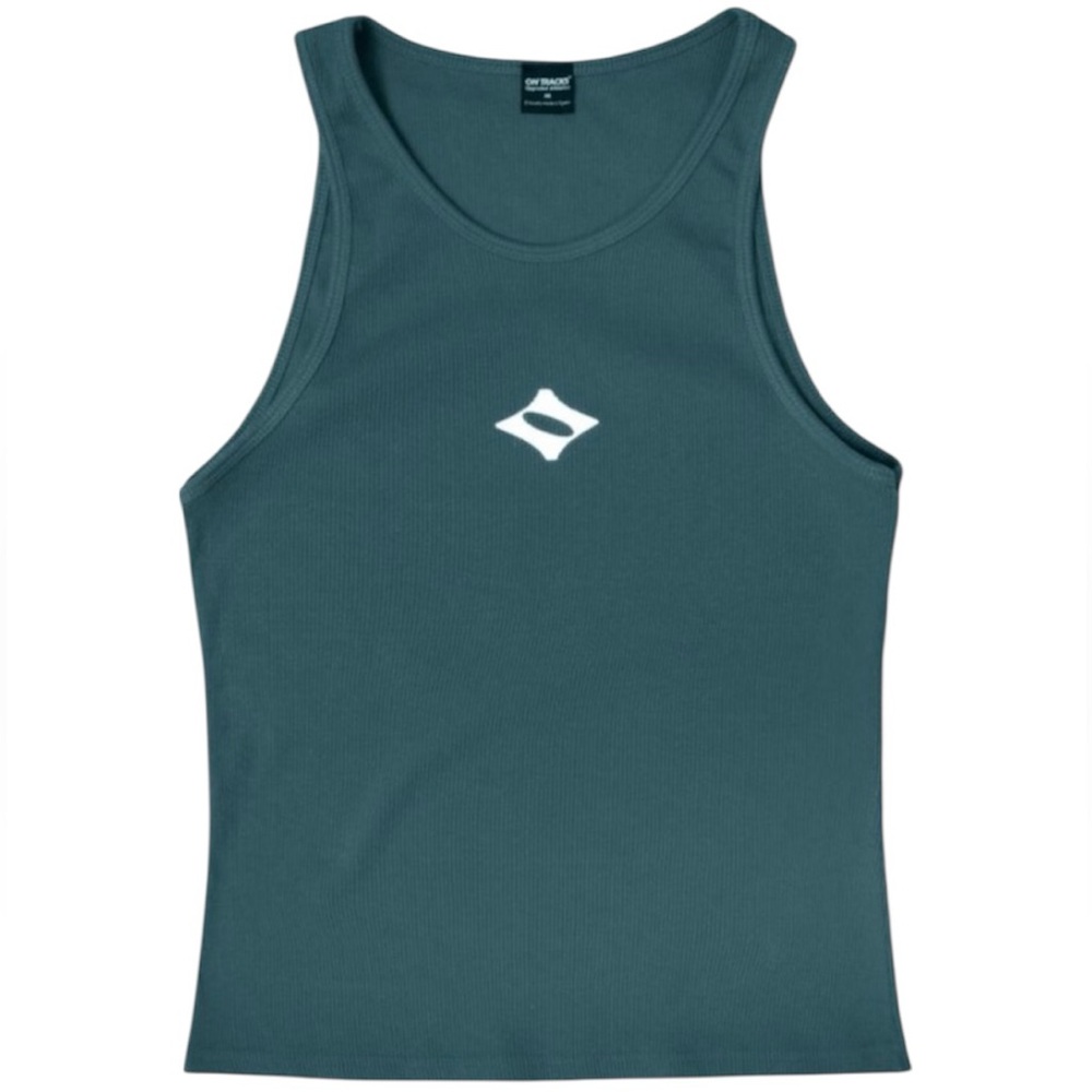 On Tracks Men's Green Tank Rash Guard Activewear Swim Summer Size M